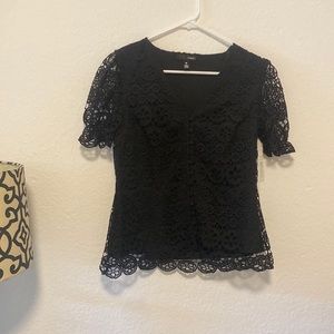 Aqua black laced with solid black layer underneath blouse